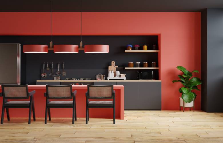 Keuken rode kleuren